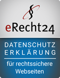 Siegel eRecht24 Datenschutzerklärung blau